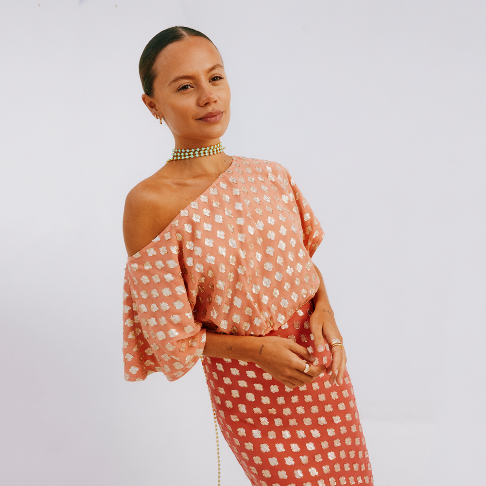 Never Fully Dressed Pink and Red Jacquard Tilly Dress